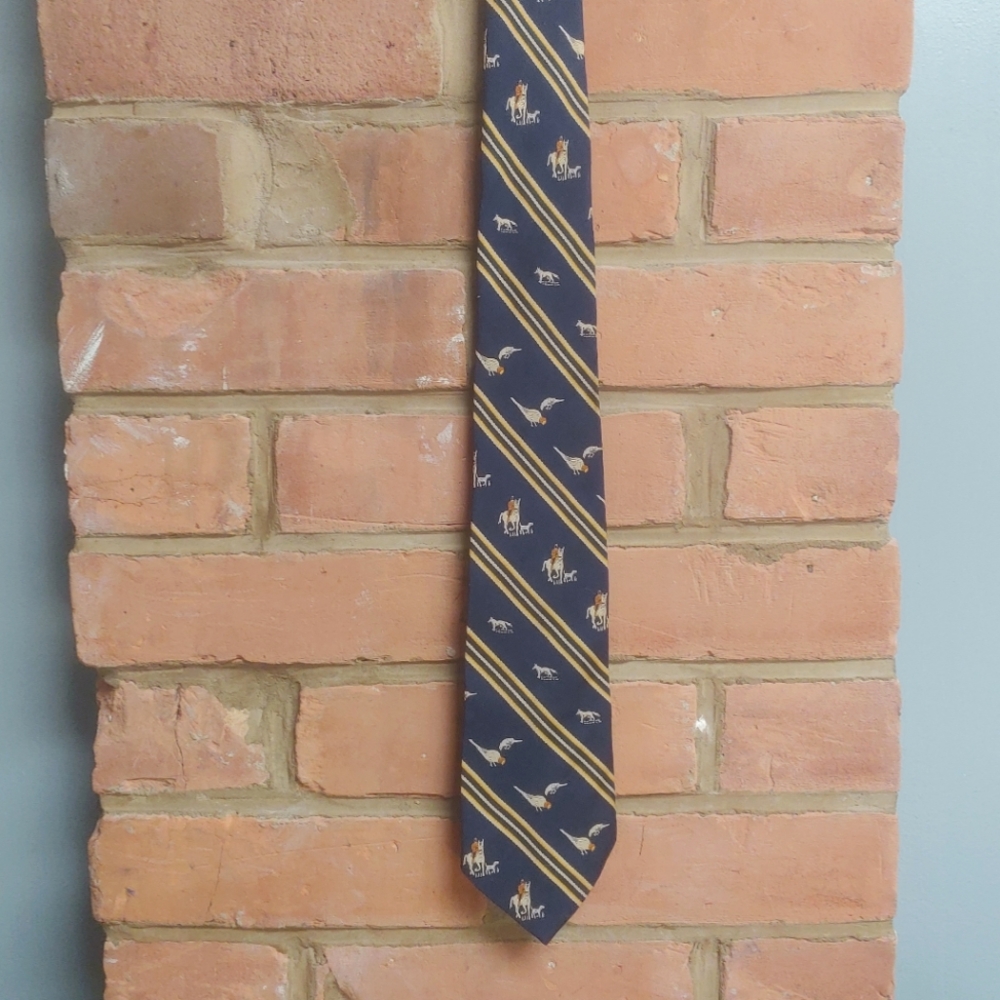 Vintage Taurus For Harry Rosen Striped Hunter's Neck Tie In Blue/Yellow